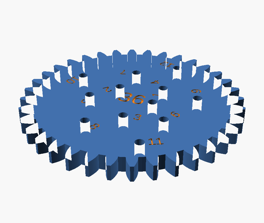 36 tooth wheel with narrow straight-walled pen holes